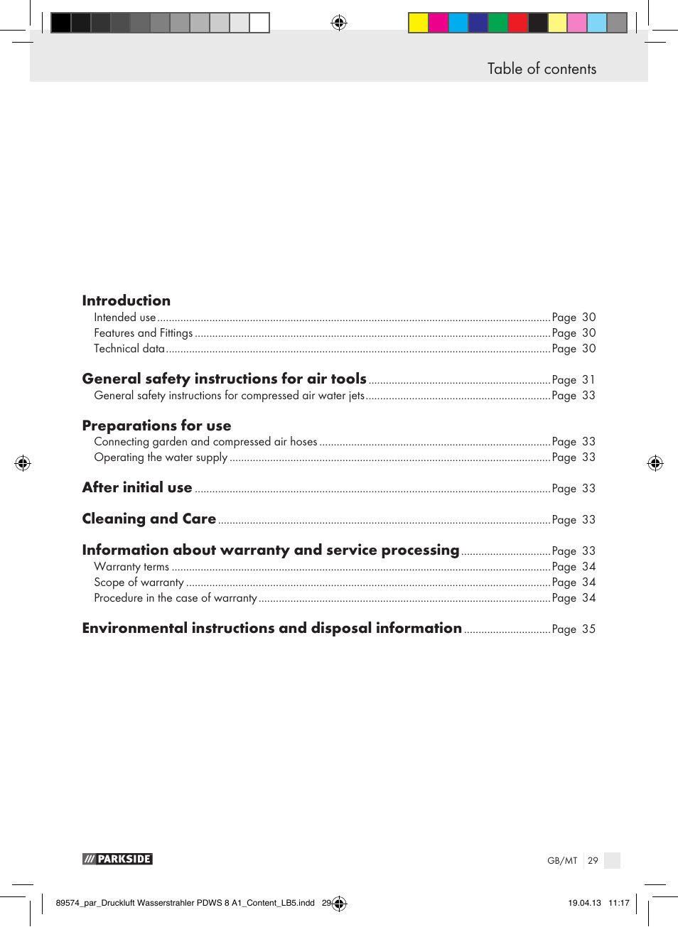 Parkside PDWS 8 A1 User Manual | Page 29 / 44