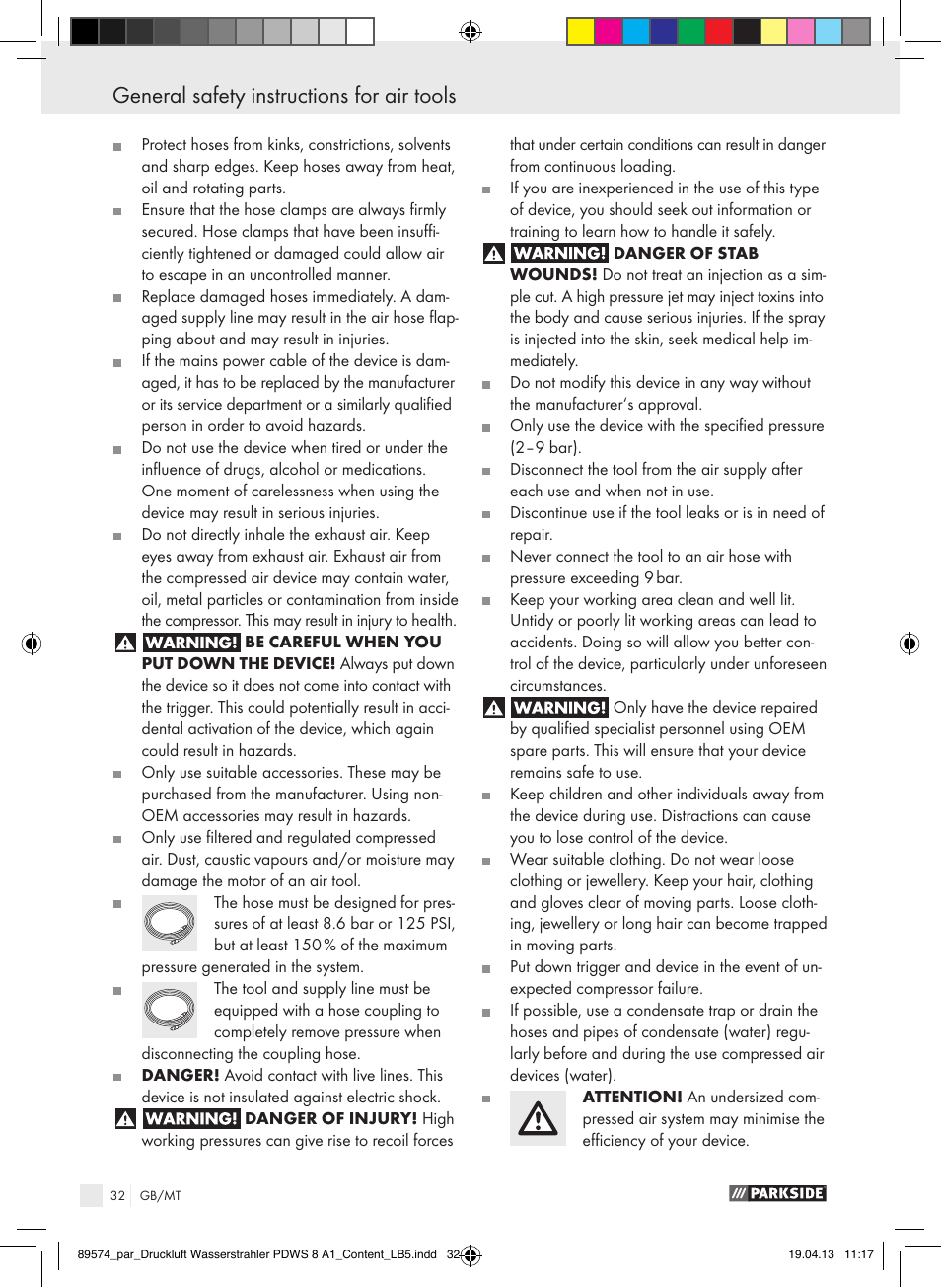 Parkside PDWS 8 A1 User Manual | Page 32 / 44