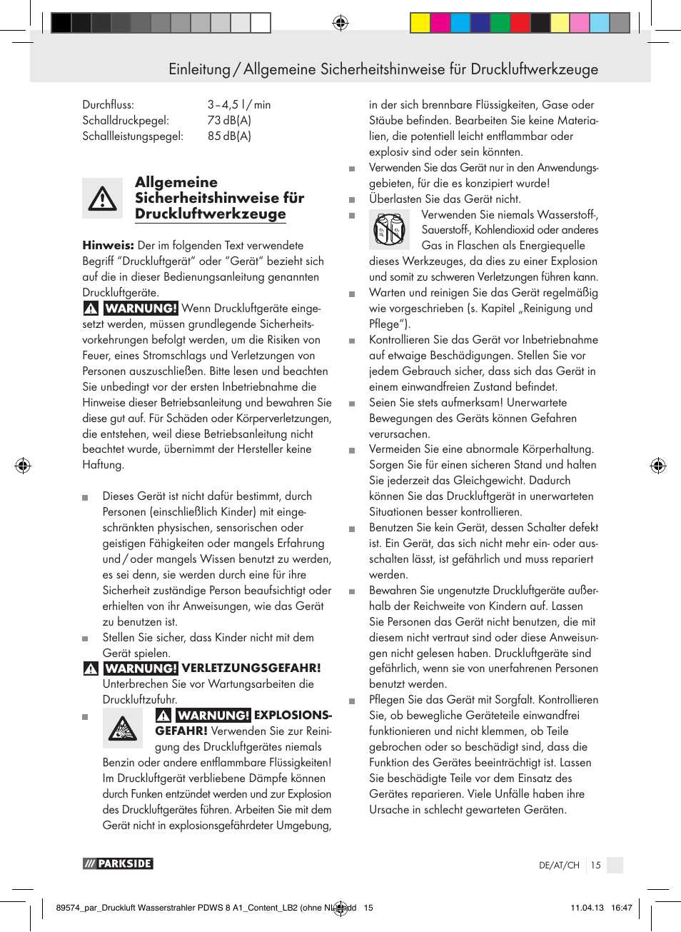 Parkside PDWS 8 A1 User Manual | Page 15 / 28