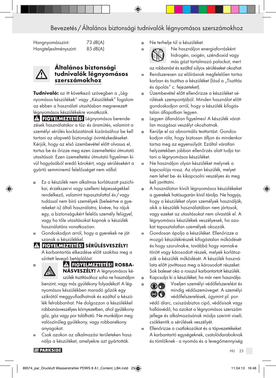 Parkside PDWS 8 A1 User Manual | Page 23 / 60