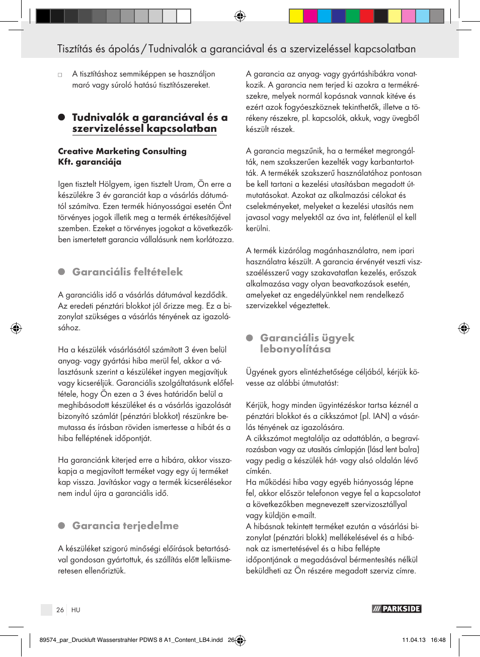 Parkside PDWS 8 A1 User Manual | Page 26 / 60