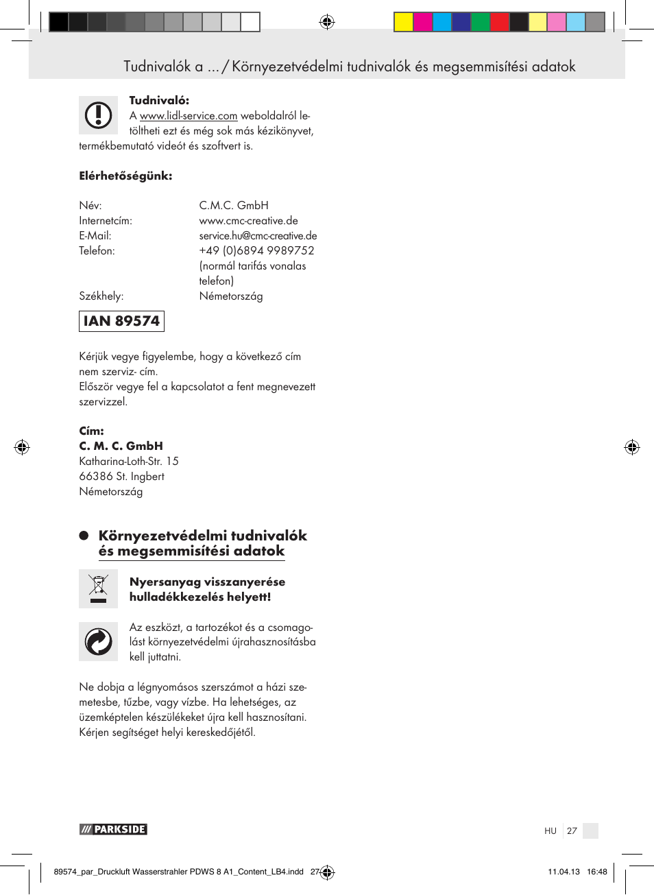 Parkside PDWS 8 A1 User Manual | Page 27 / 60