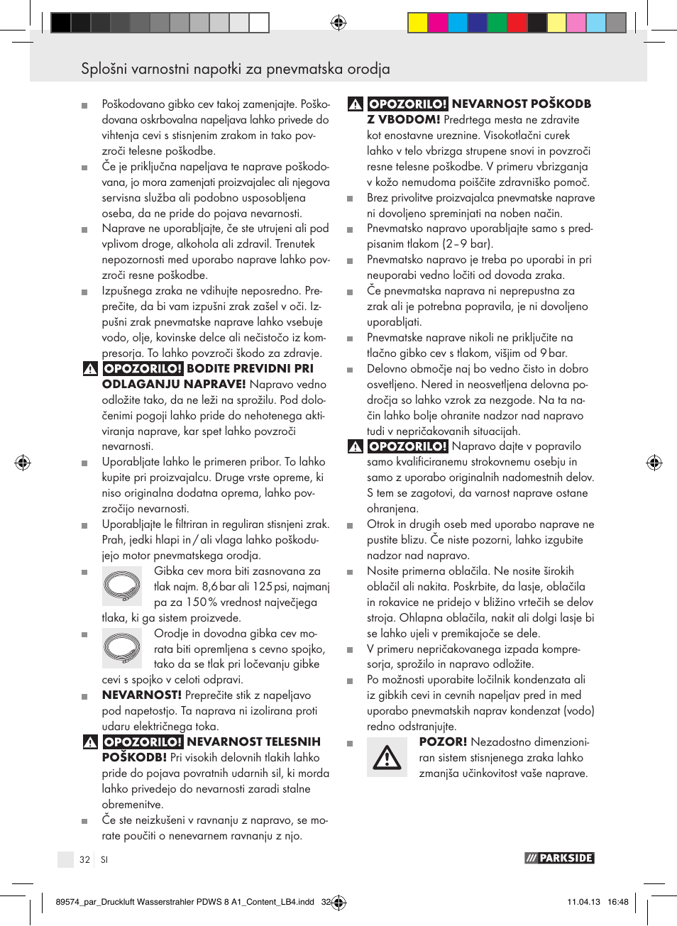 Parkside PDWS 8 A1 User Manual | Page 32 / 60