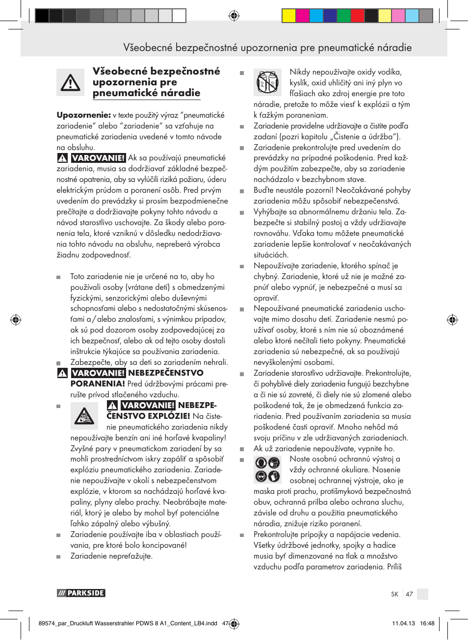 Parkside PDWS 8 A1 User Manual | Page 47 / 60