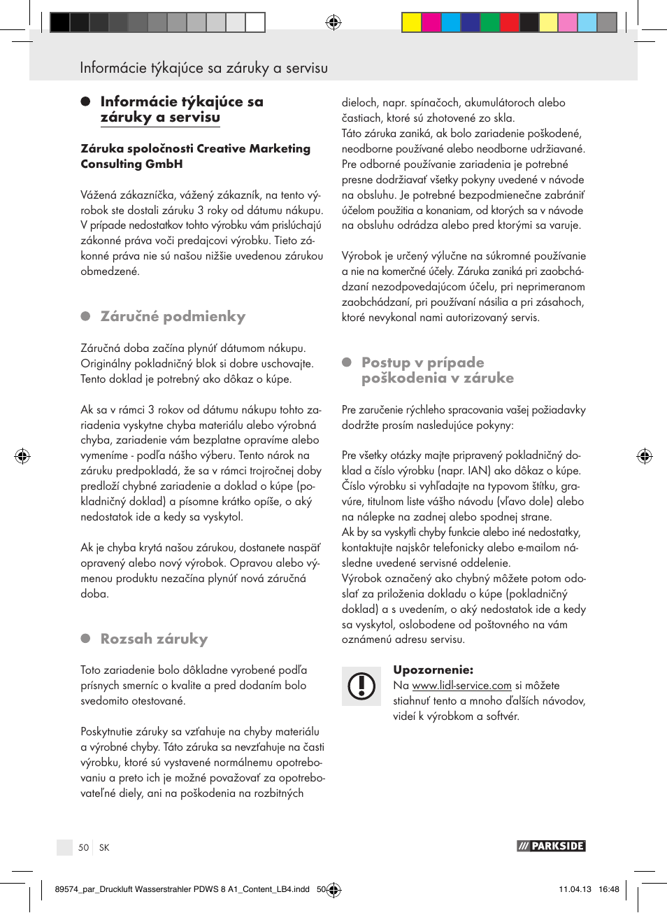 Parkside PDWS 8 A1 User Manual | Page 50 / 60