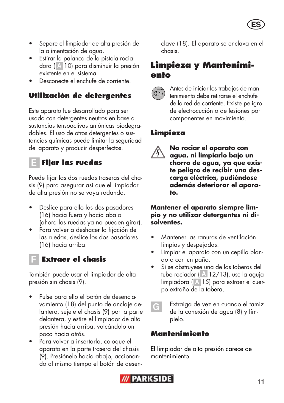 Limpieza y mantenimi- ento | Parkside PHD 100 C2 User Manual | Page 11 / 69