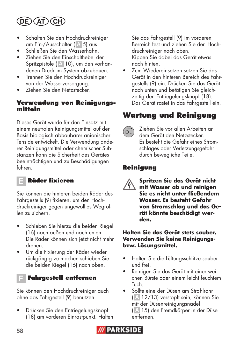 Wartung und reinigung | Parkside PHD 100 C2 User Manual | Page 58 / 69