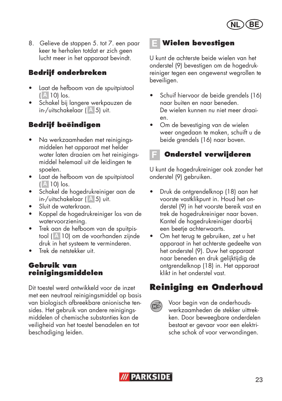 Reiniging en onderhoud | Parkside PHD 100 C2 User Manual | Page 23 / 57