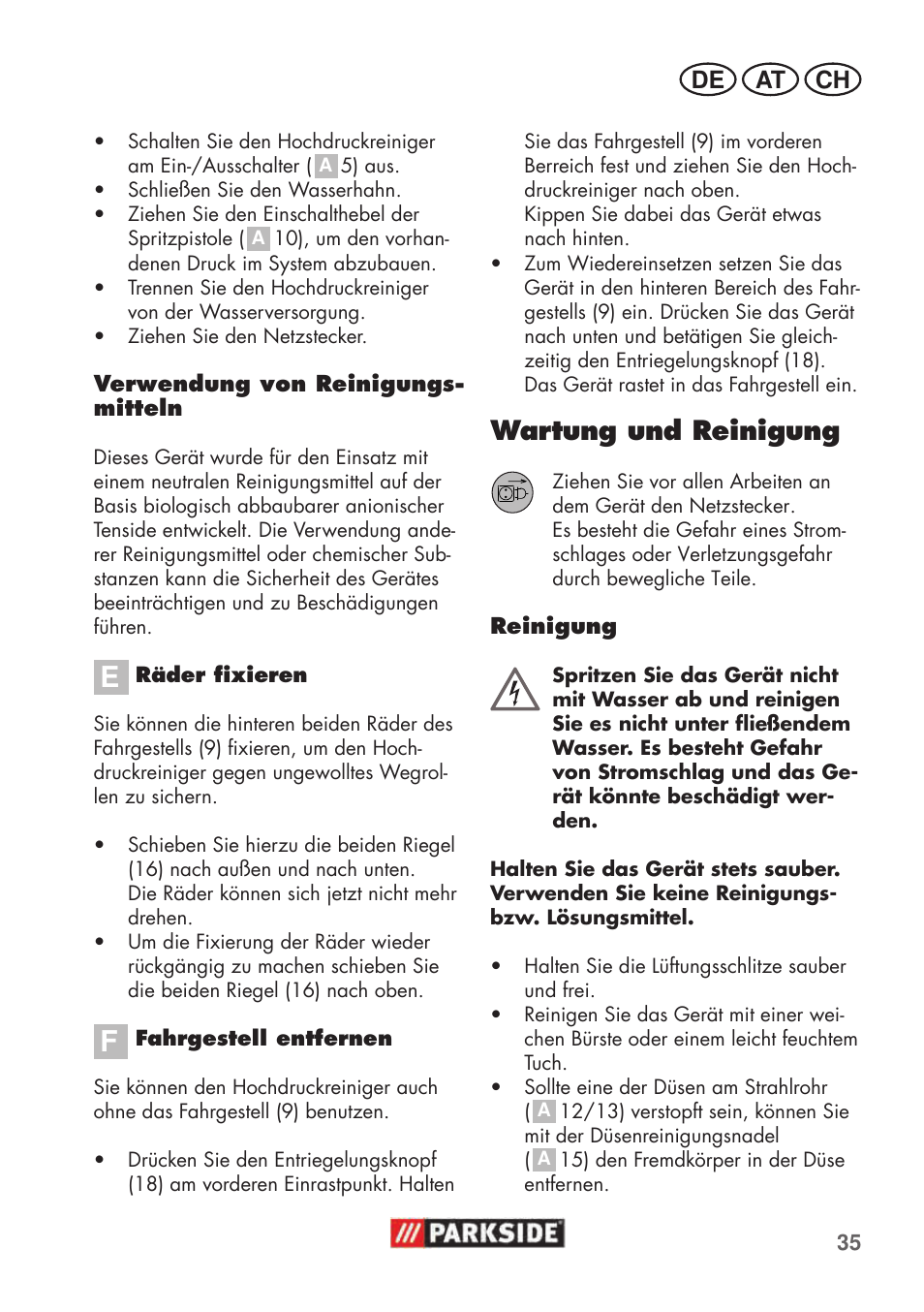 Wartung und reinigung | Parkside PHD 100 C2 User Manual | Page 35 / 57