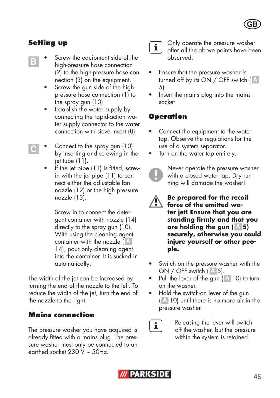 Parkside PHD 100 C2 User Manual | Page 45 / 57