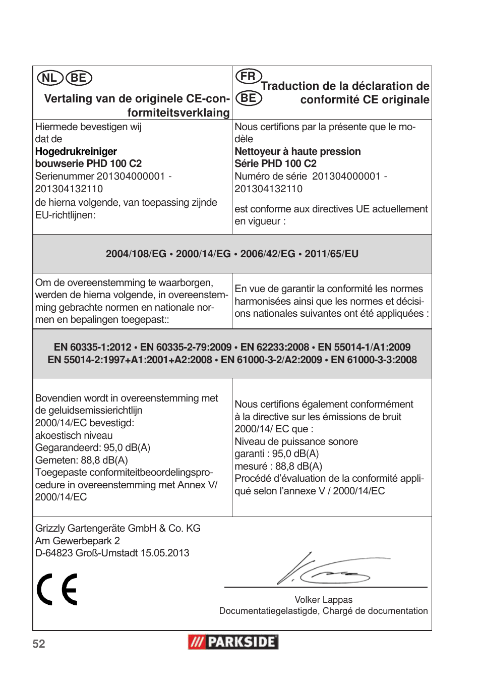 Parkside PHD 100 C2 User Manual | Page 52 / 57