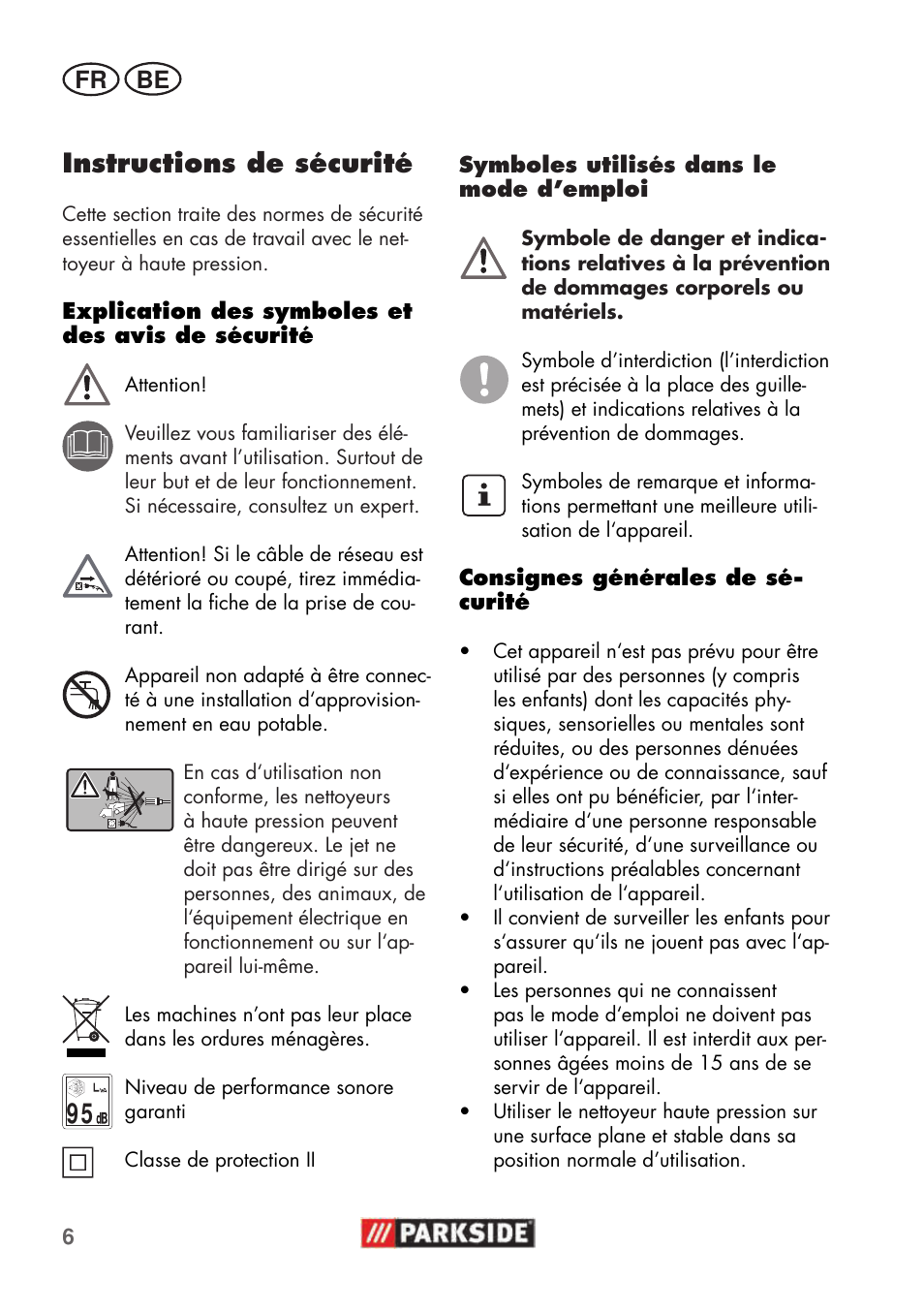 Instructions de sécurité | Parkside PHD 100 C2 User Manual | Page 6 / 57