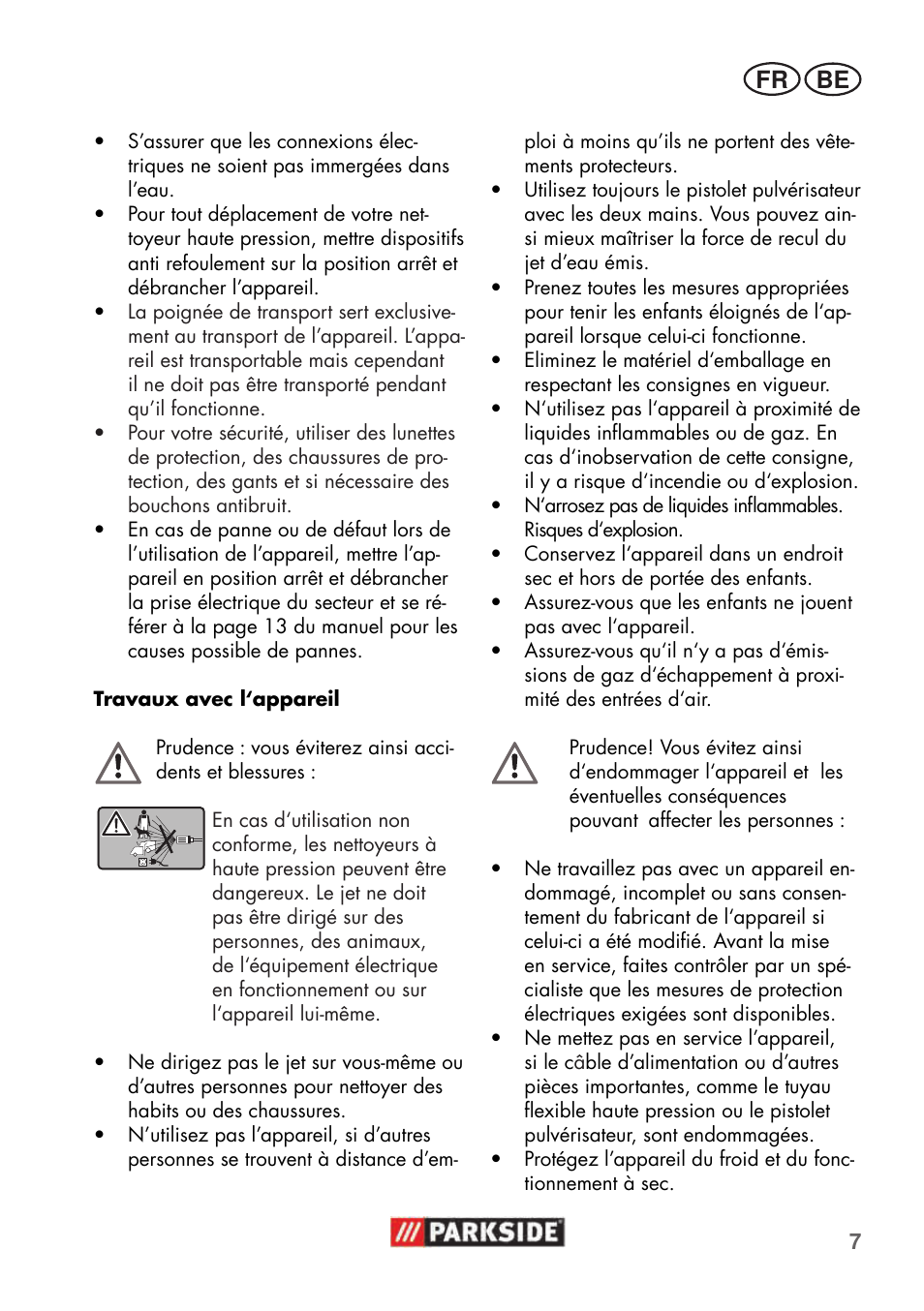 Be fr | Parkside PHD 100 C2 User Manual | Page 7 / 57