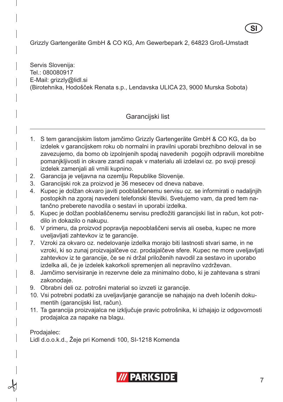 Parkside PRESSURE WASHER ADAPTOR User Manual | Page 7 / 12