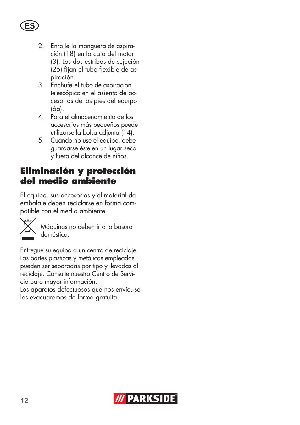 Eliminación y protección del medio ambiente | Parkside PNTS 1500 B2 User Manual | Page 12 / 64