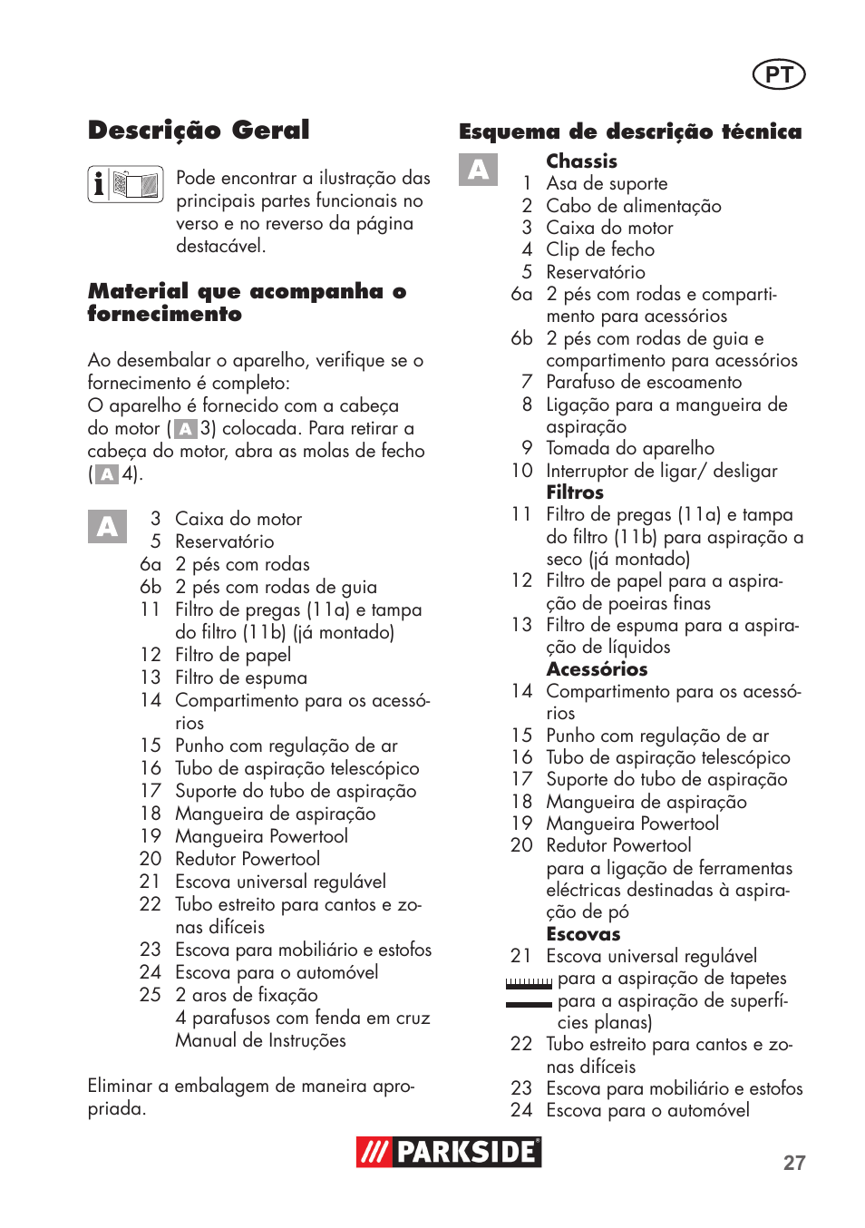 Descrição geral | Parkside PNTS 1500 B2 User Manual | Page 27 / 64