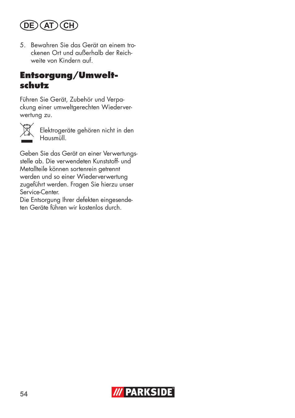 Entsorgung/umwelt- schutz | Parkside PNTS 1500 B2 User Manual | Page 54 / 64