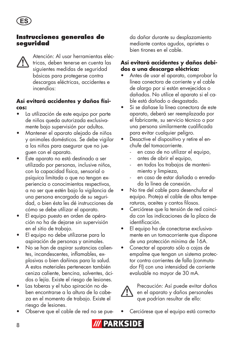 Parkside PNTS 1500 B2 User Manual | Page 8 / 64