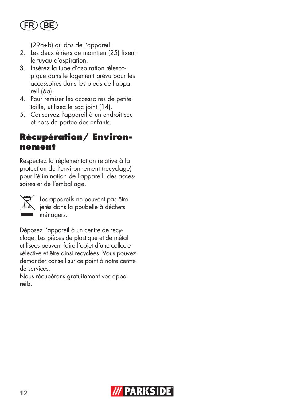 Récupération/ environ- nement | Parkside PNTS 1500 B2 User Manual | Page 12 / 52