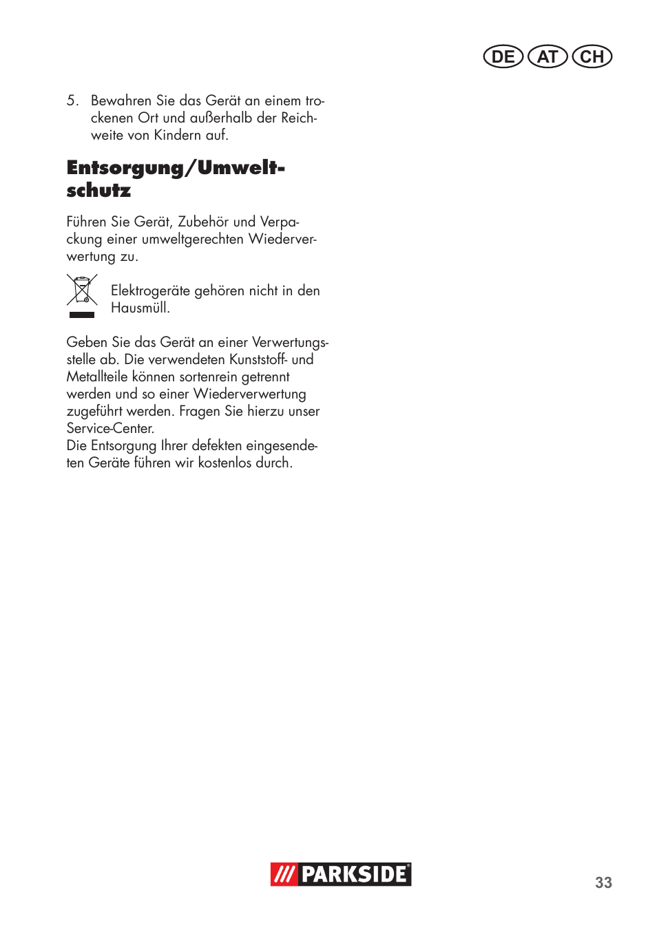 Entsorgung/umwelt- schutz | Parkside PNTS 1500 B2 User Manual | Page 33 / 52