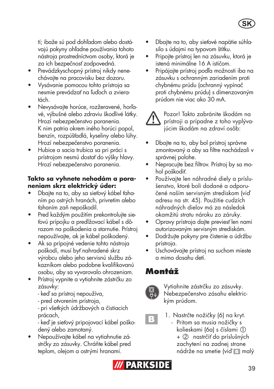 Montáž | Parkside PNTS 1500 B2 User Manual | Page 39 / 64