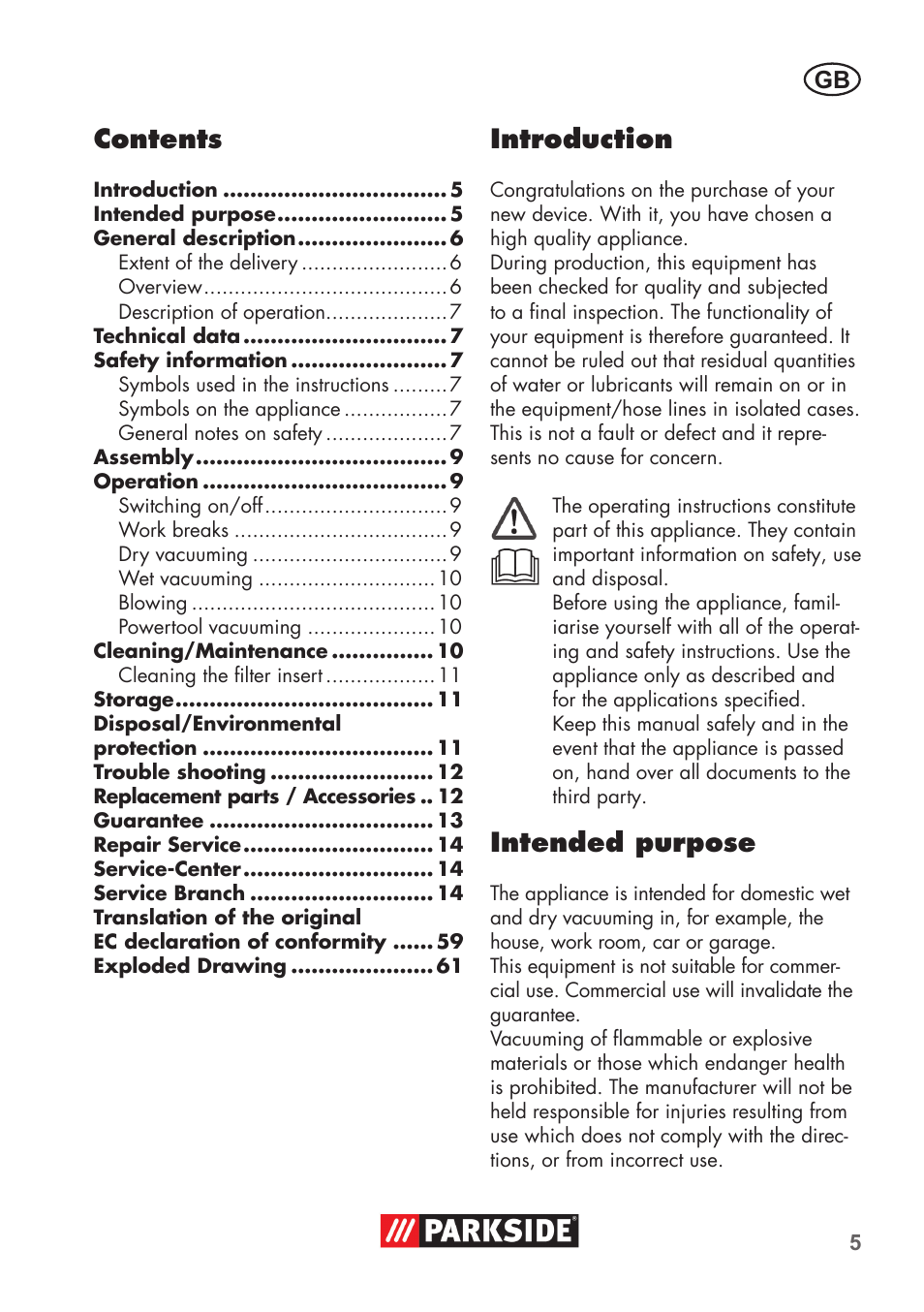 Parkside PNTS 1500 B2 User Manual | Page 5 / 64