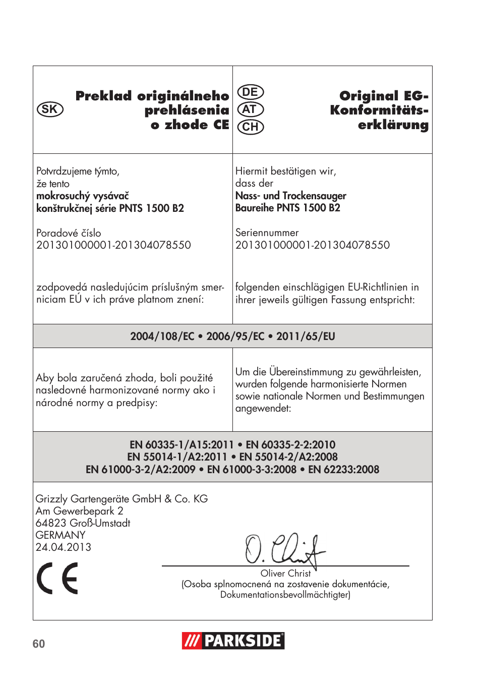 Parkside PNTS 1500 B2 User Manual | Page 60 / 64