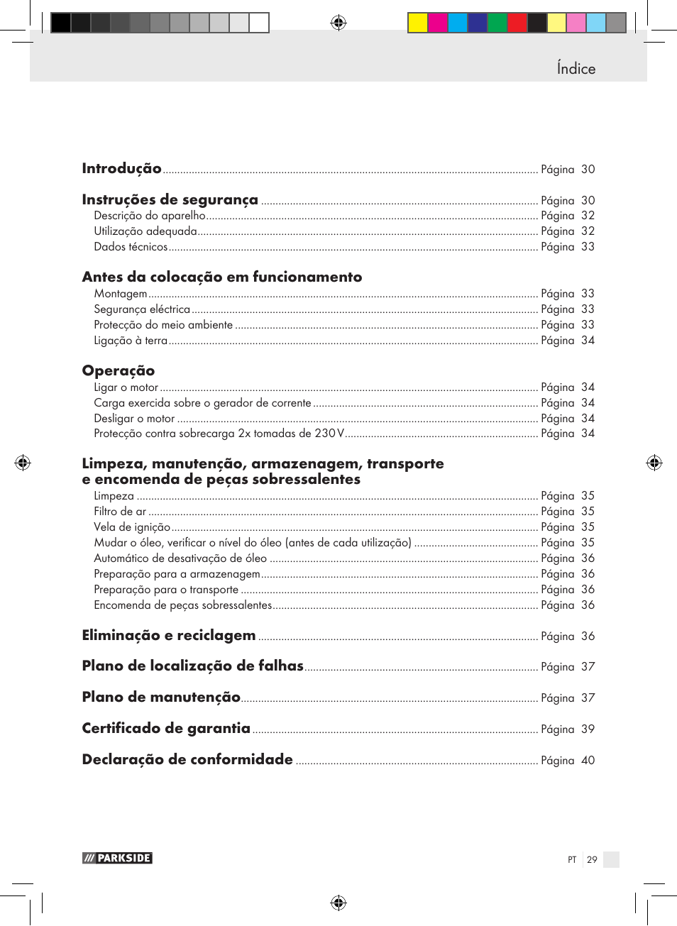 Índice, Dichiarazione di conformità | Parkside PSE 2800 B2 User Manual | Page 29 / 65