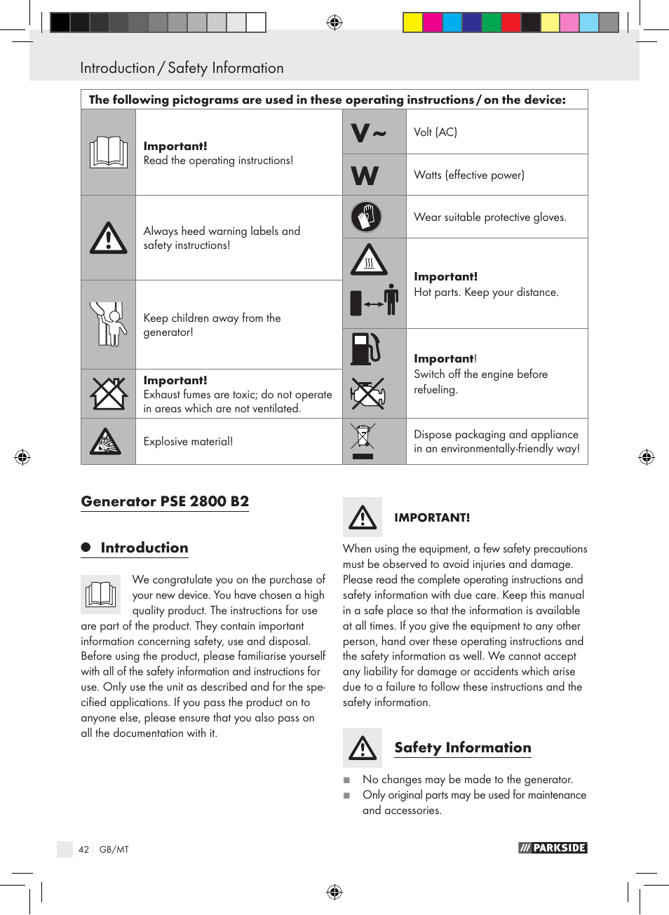 Parkside PSE 2800 B2 User Manual | Page 42 / 65