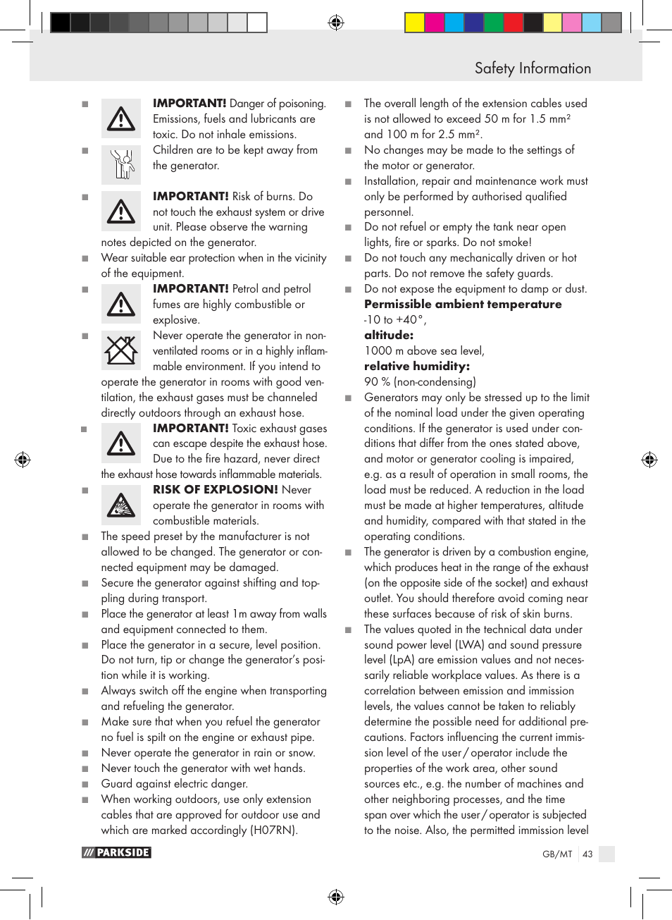Parkside PSE 2800 B2 User Manual | Page 43 / 65