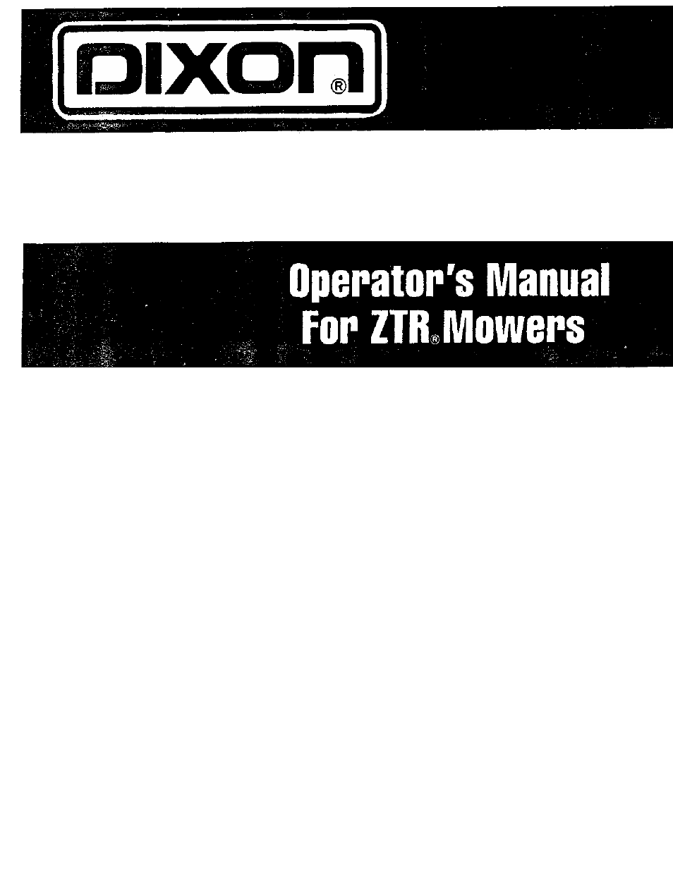 Dixon Generic User Manual | 11 pages