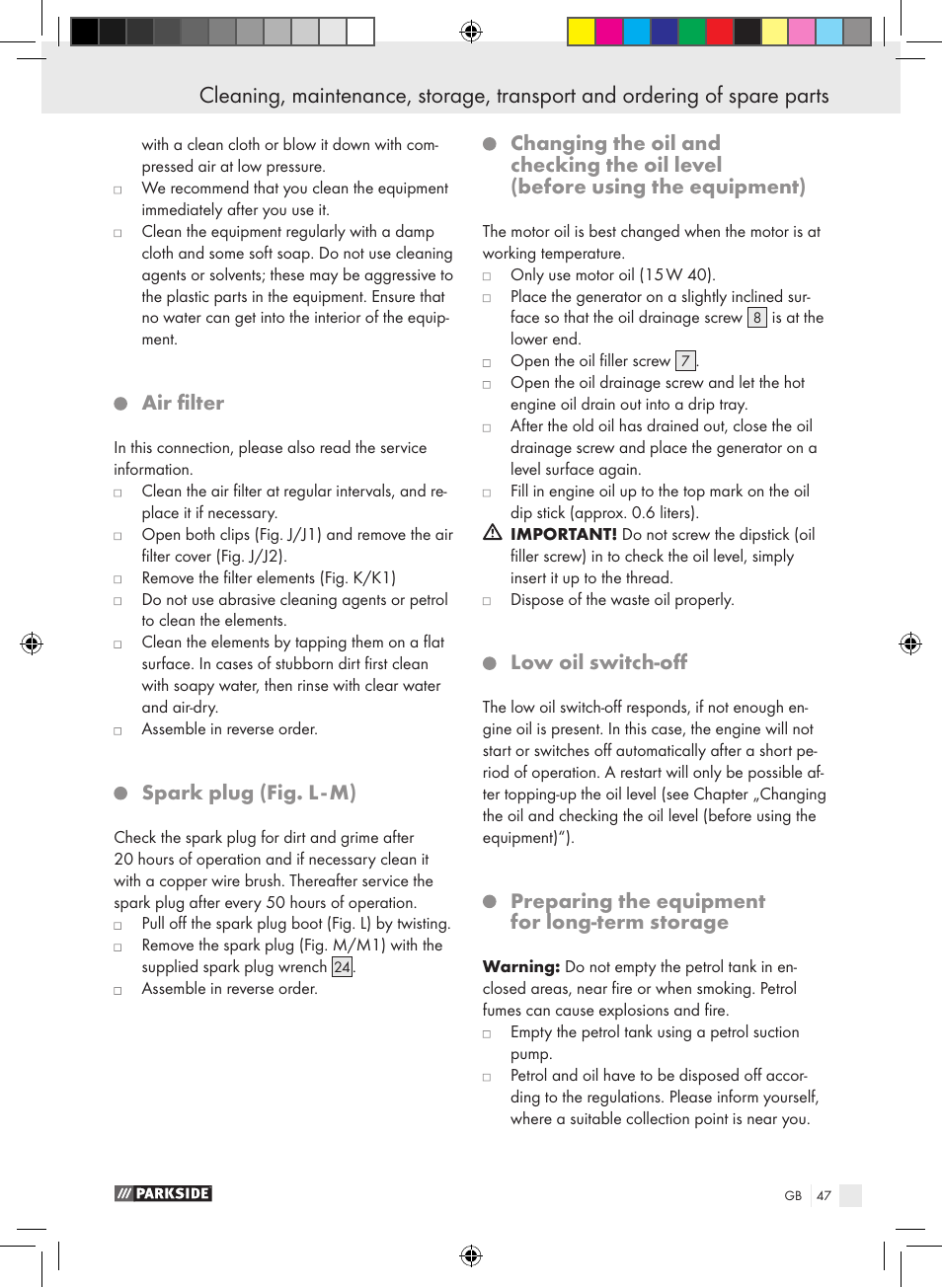 Parkside PSE 2800 B2 User Manual | Page 47 / 53