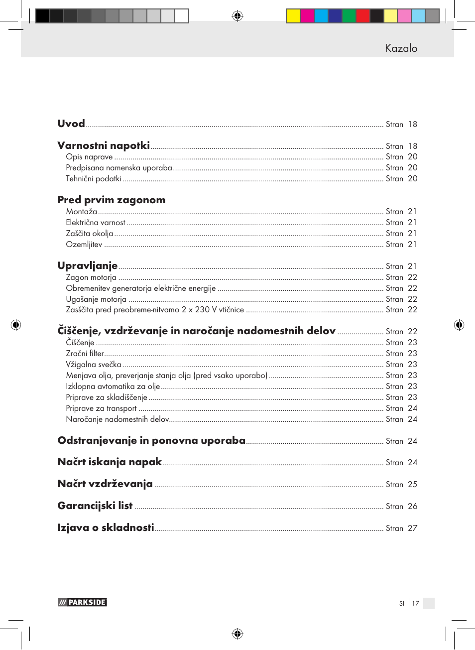 Declaration of conformity kazalo | Parkside PSE 2800 B2 User Manual | Page 17 / 65