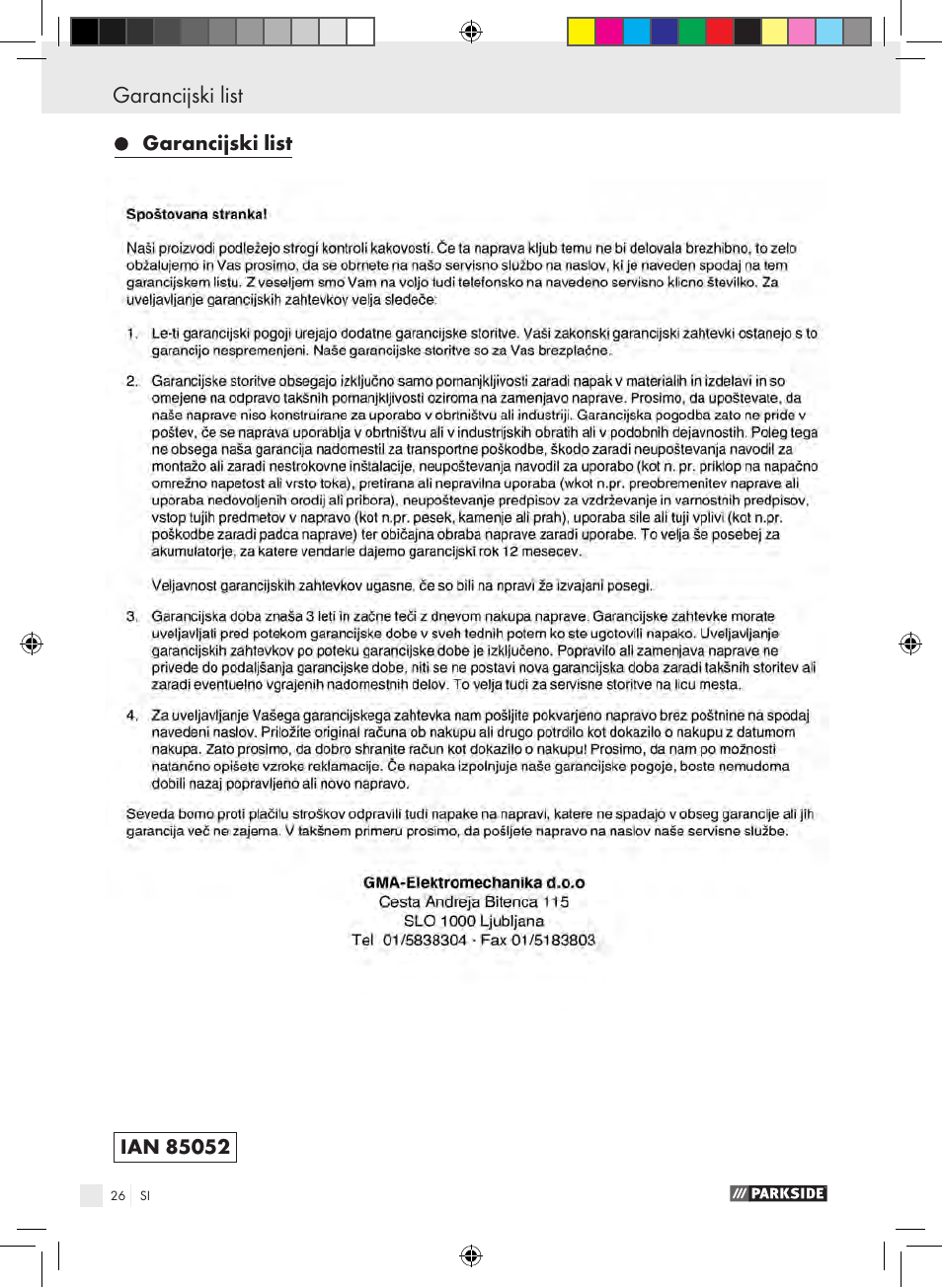 Izjava o skladnosti garancijski list | Parkside PSE 2800 B2 User Manual | Page 26 / 65