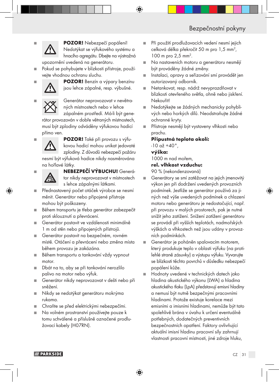 Bezpečnostní pokyny úvod / bezpečnostní pokyny | Parkside PSE 2800 B2 User Manual | Page 31 / 65