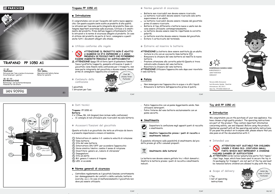 Parkside PP 1050 A1 User Manual | 2 pages