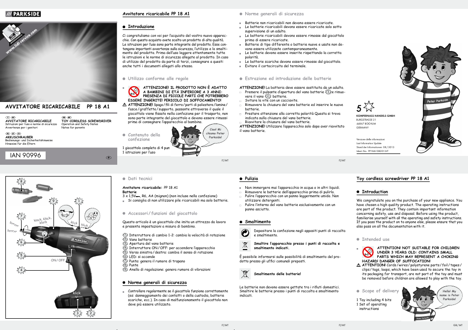 Parkside PP 18 A1 User Manual | 2 pages