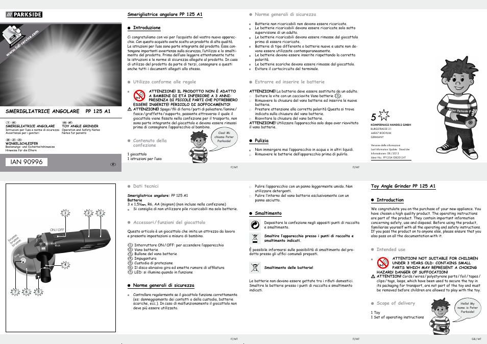 Parkside PP 125 A1 User Manual | 2 pages