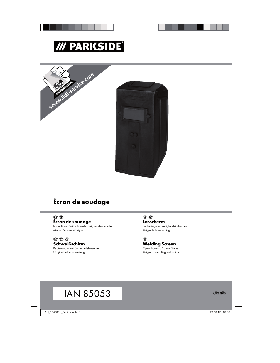 Parkside Welding Screen User Manual | 28 pages