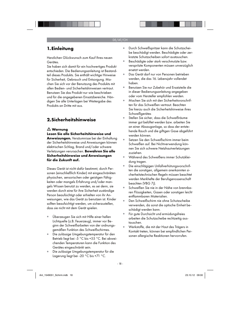 Parkside Welding Screen User Manual | Page 18 / 28