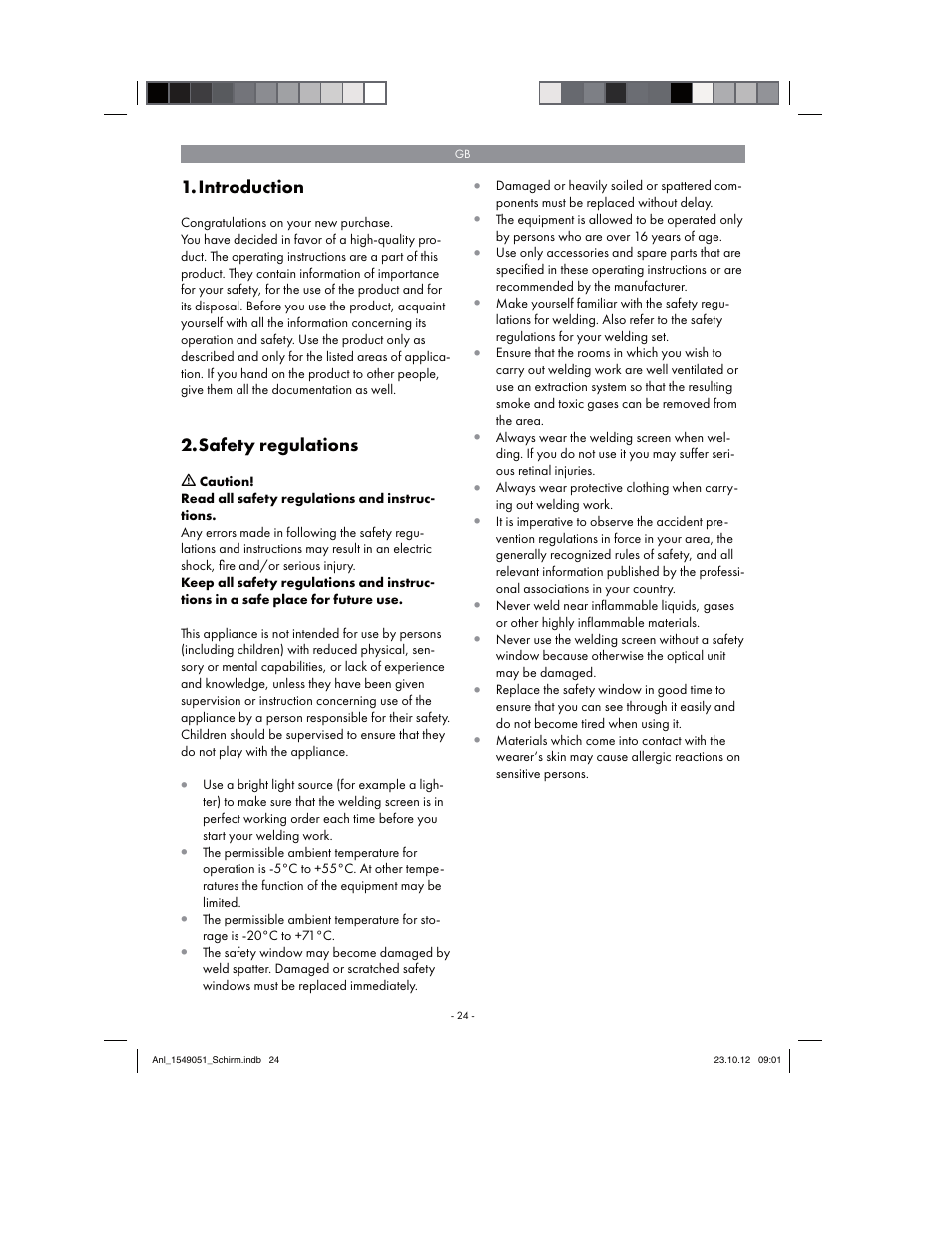 Parkside Welding Screen User Manual | Page 24 / 28