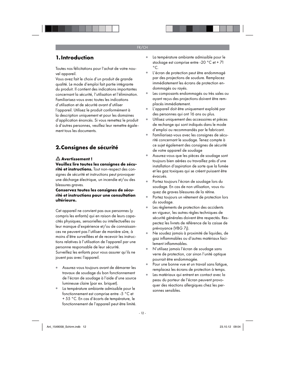 Parkside Welding Screen User Manual | Page 12 / 28