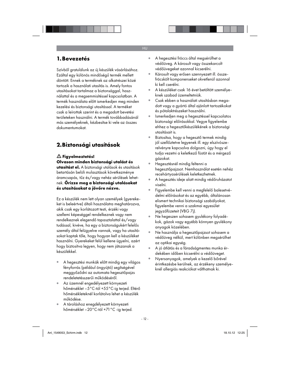 Parkside Welding Screen User Manual | Page 12 / 48