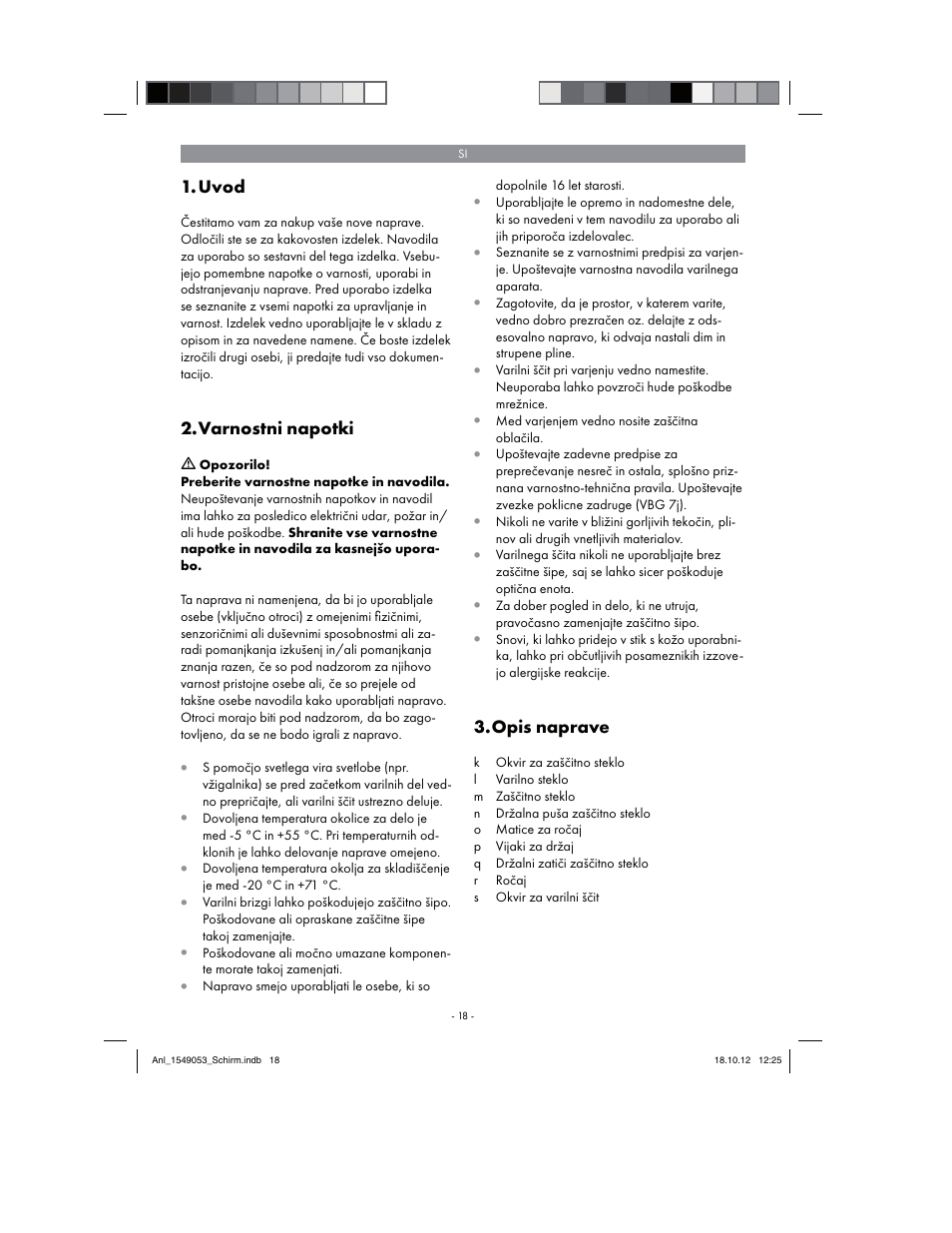 Parkside Welding Screen User Manual | Page 18 / 48