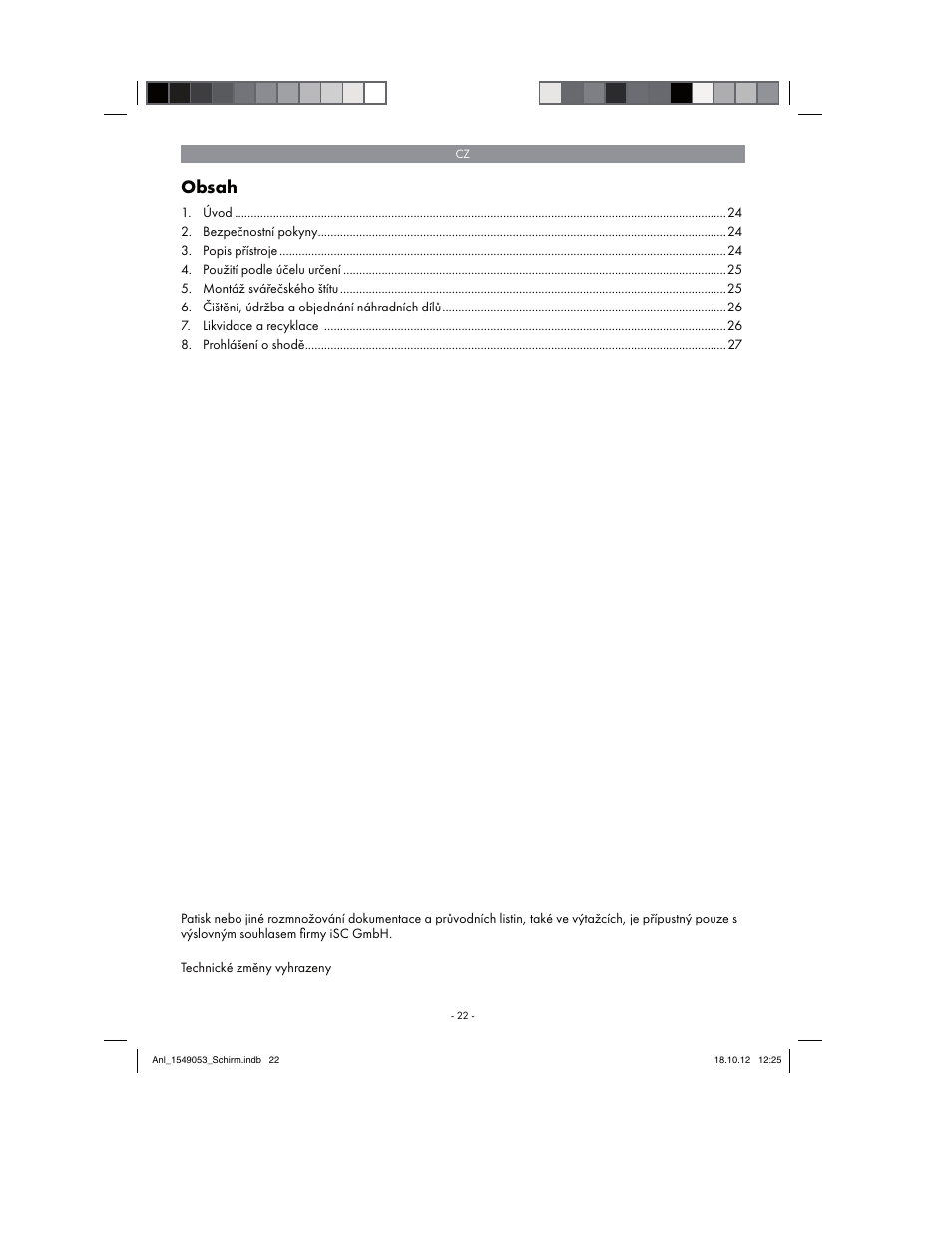 Parkside Welding Screen User Manual | Page 22 / 48