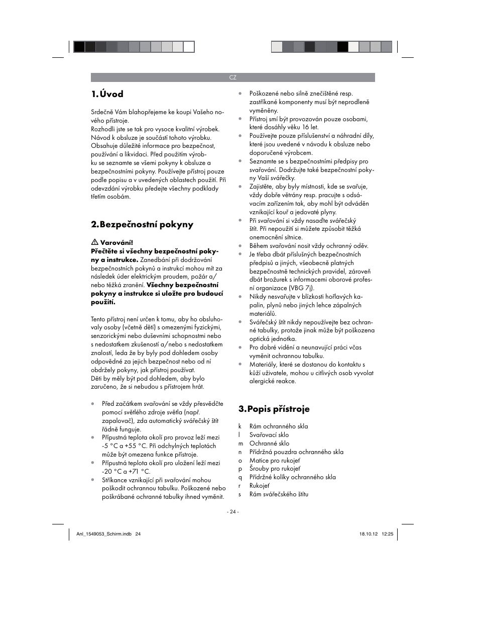 Parkside Welding Screen User Manual | Page 24 / 48