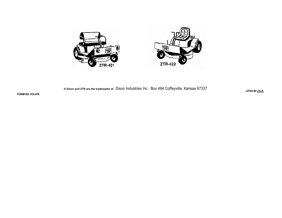 Dixon ZTR421 User Manual | Page 16 / 16