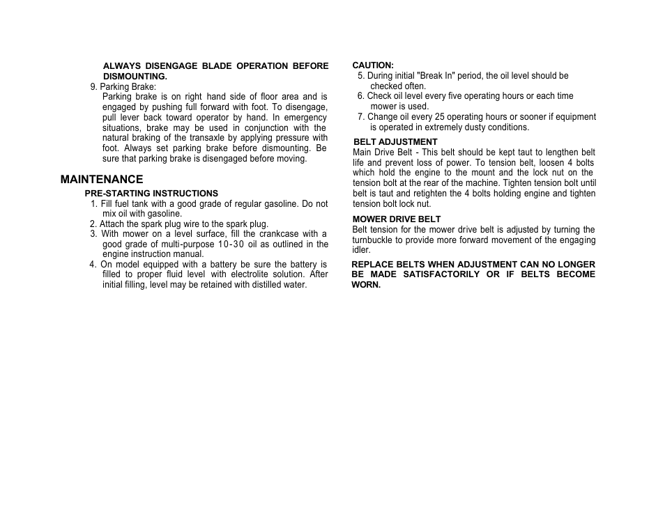 Maintenance | Dixon ZTR421 User Manual | Page 7 / 16
