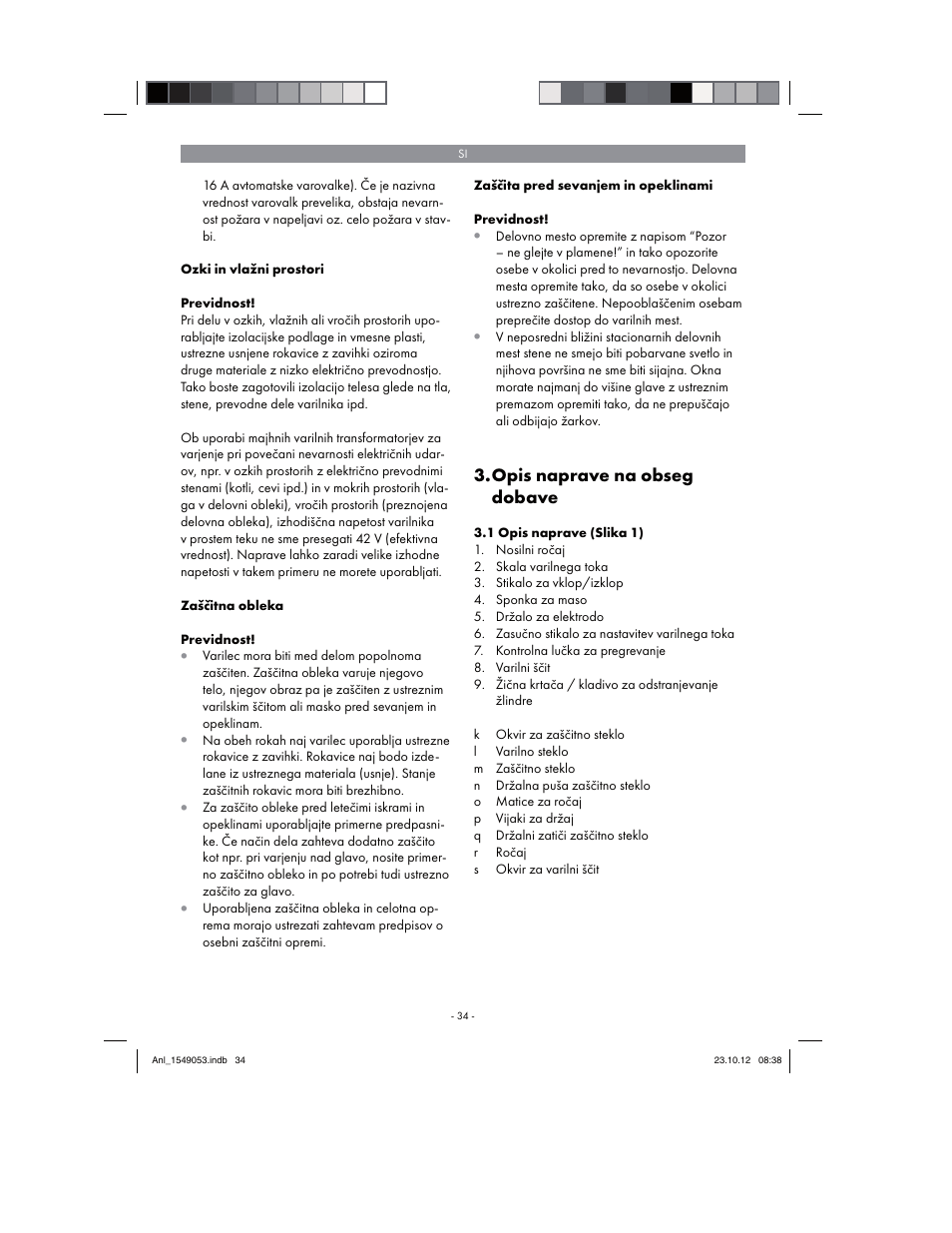 Opis naprave na obseg dobave | Parkside PESG 120 A1 User Manual | Page 34 / 94