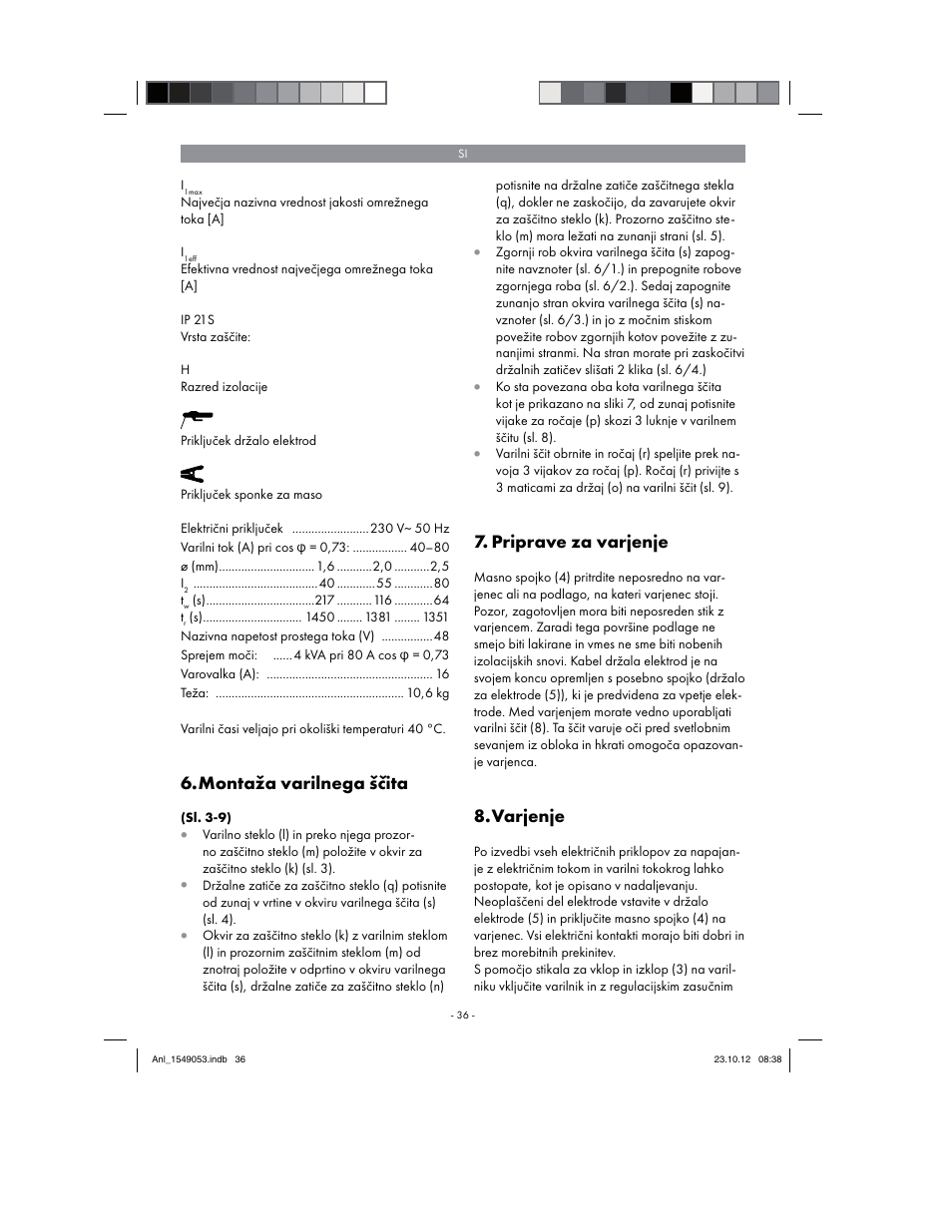 Montaža varilnega ščita, Priprave za varjenje, Varjenje | Parkside PESG 120 A1 User Manual | Page 36 / 94